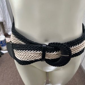 New, black and cream wide, braided belt